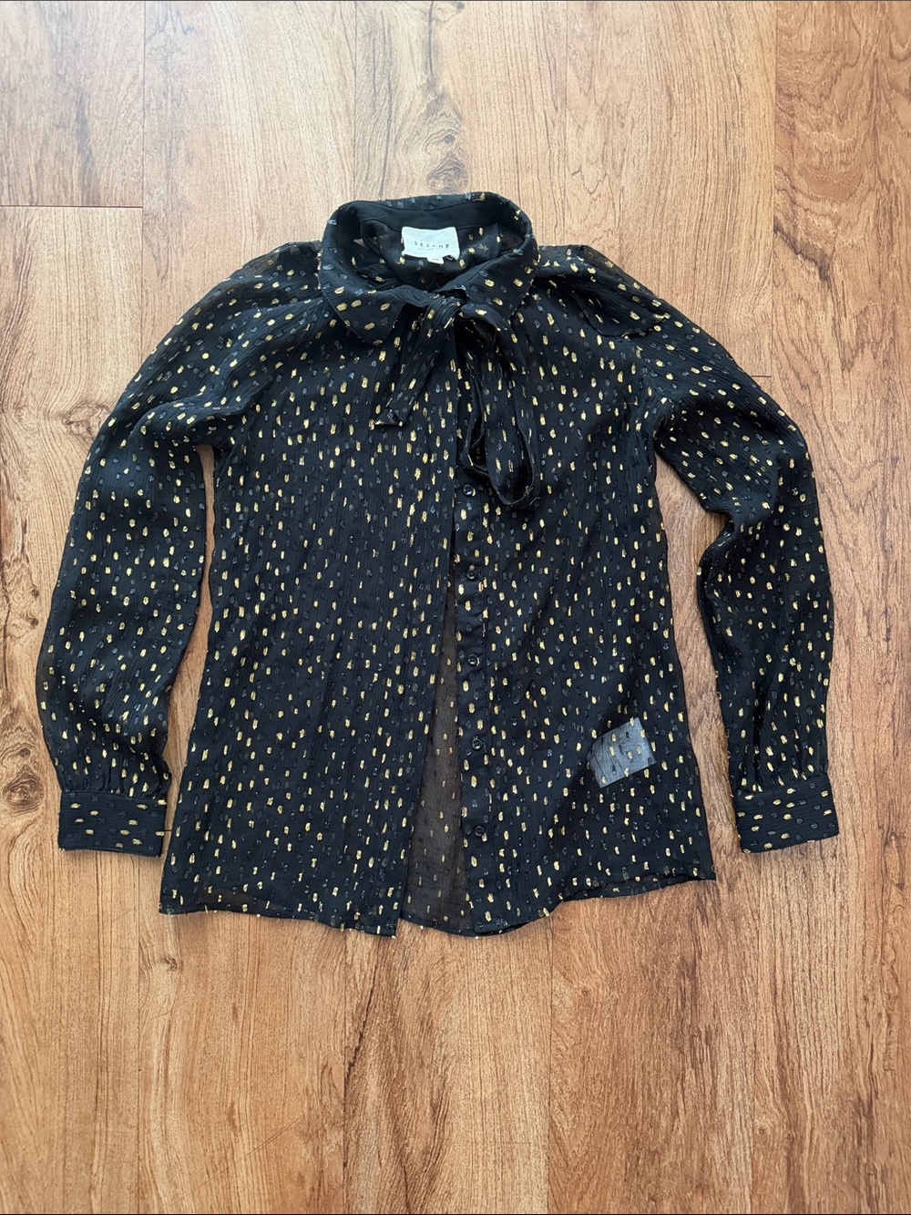 Silk Blend Sezane Neck Tie Blouse